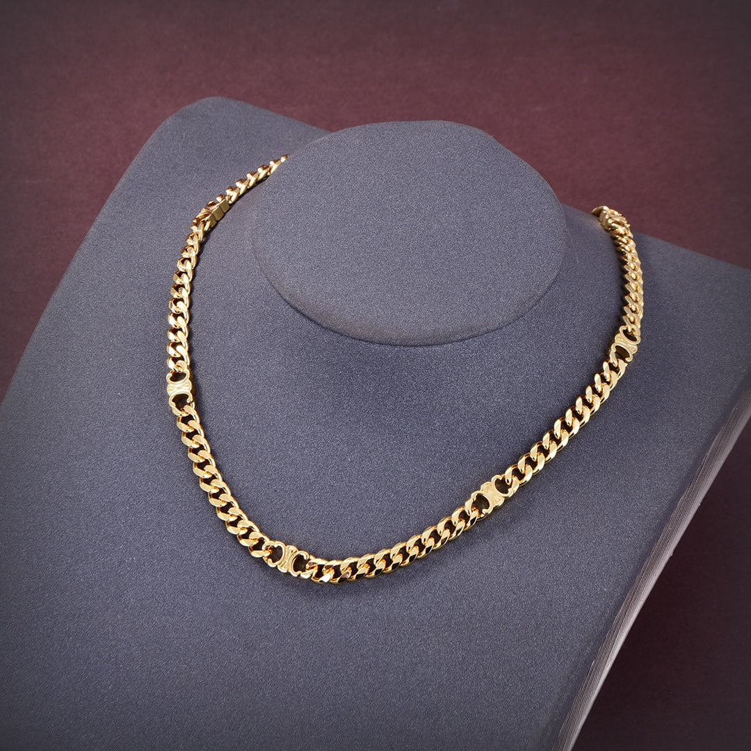 Dior Celine Small Gourmette 18K Gold Necklace