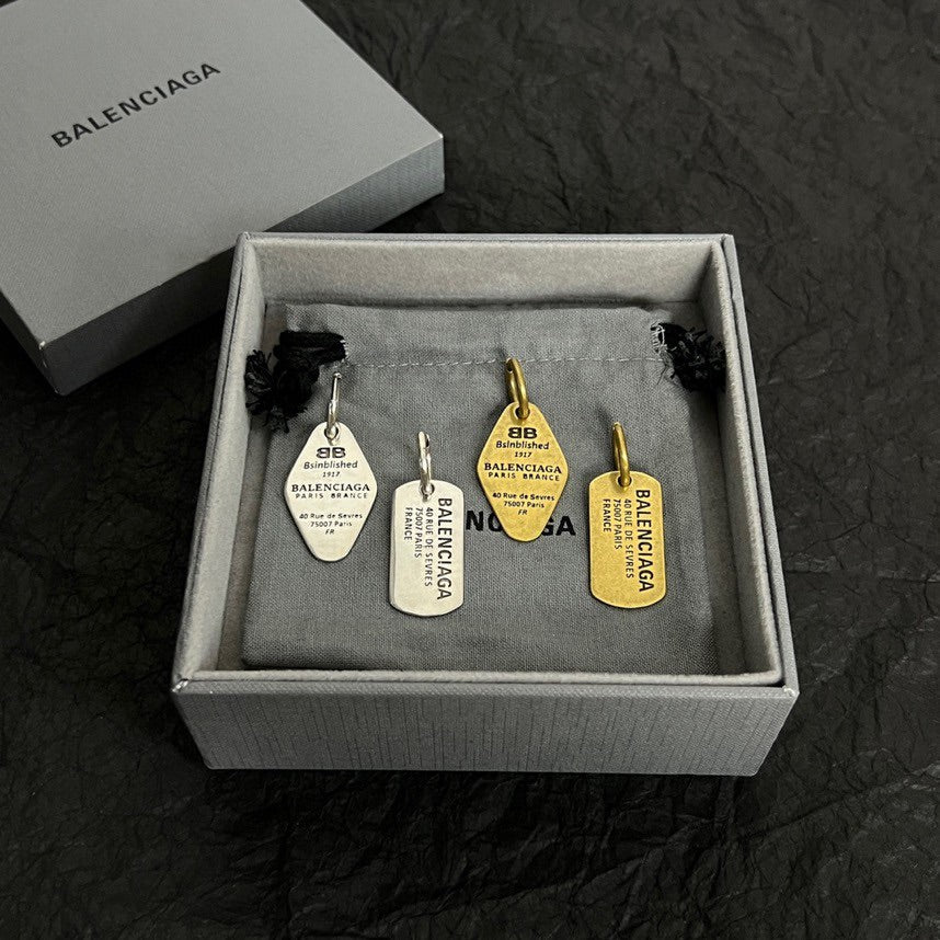 Balenciaga Plate 18K Gold Earrings