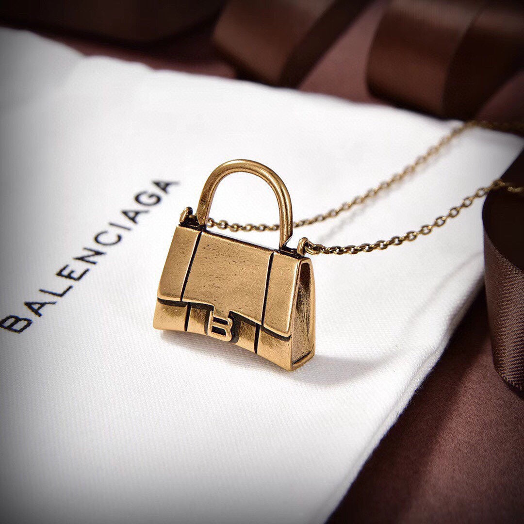 Balenciaga Hourglass Bag 18K Gold Necklace