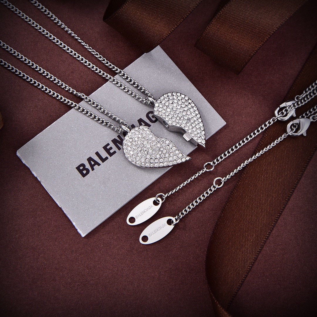 Balenciaga Lovelock Set Of Two Silver-tone Crystal 18K Gold Necklace