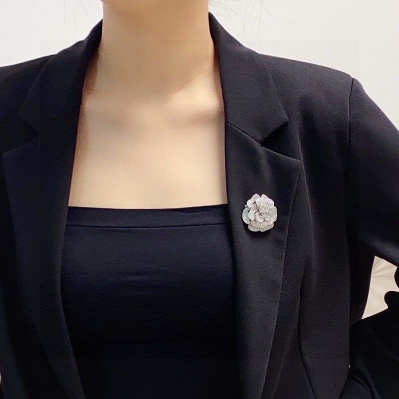 Chanel Full Diamond Camellia 18K Gold Brooch