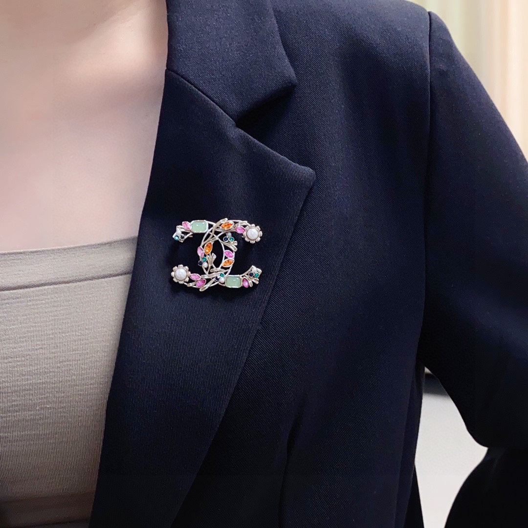 Chanel Crystal Flower 18K Gold Brooch