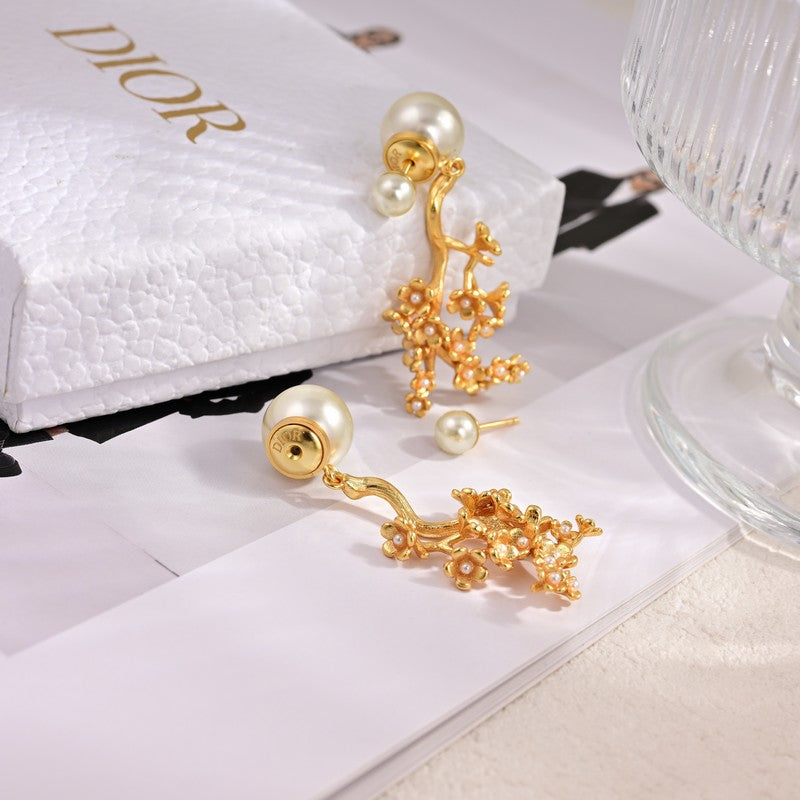 Dior Tribales Tree Clip 18K Gold Earrings