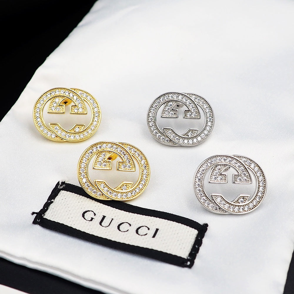 Gucci Double Diamonds 18K Gold Earrings