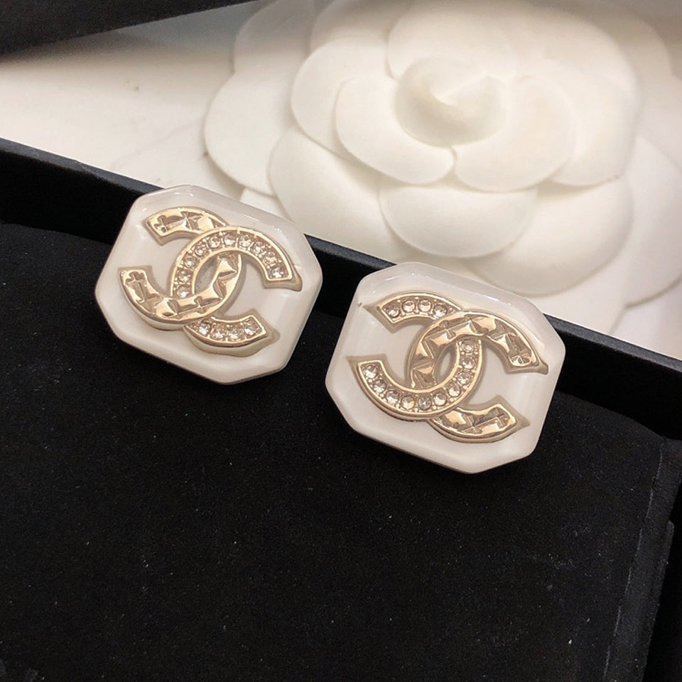 Chanel Resin 18K Gold Earrings