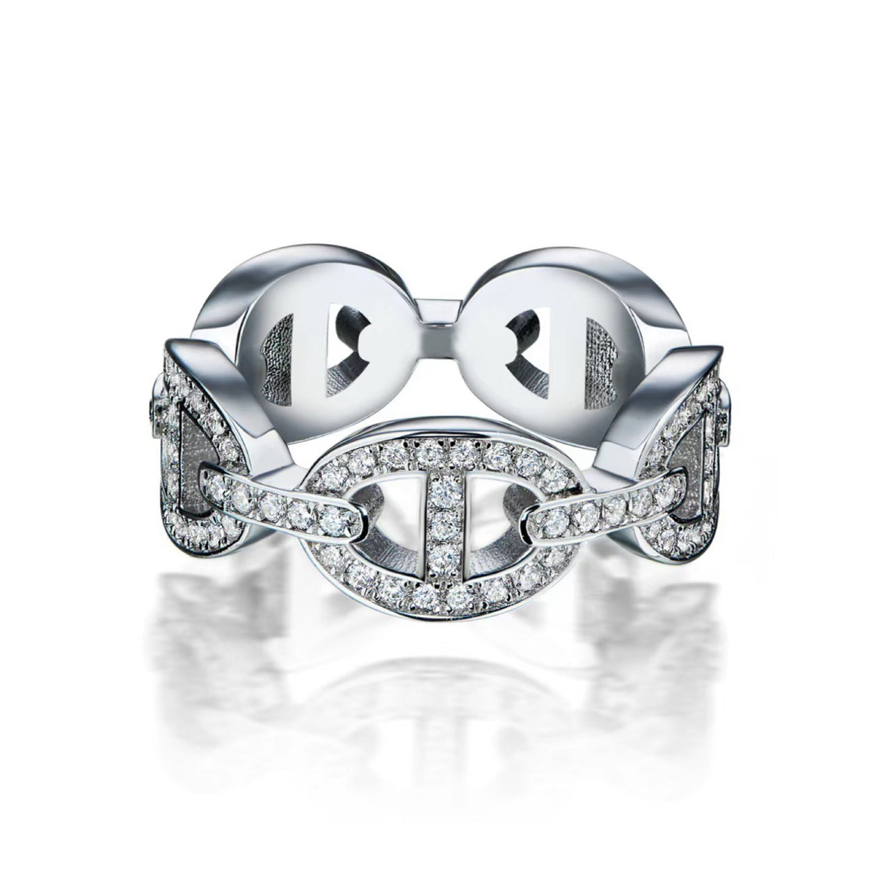 Hermes Chaine d'Ancre Enchainee Diamond 18K Gold Ring