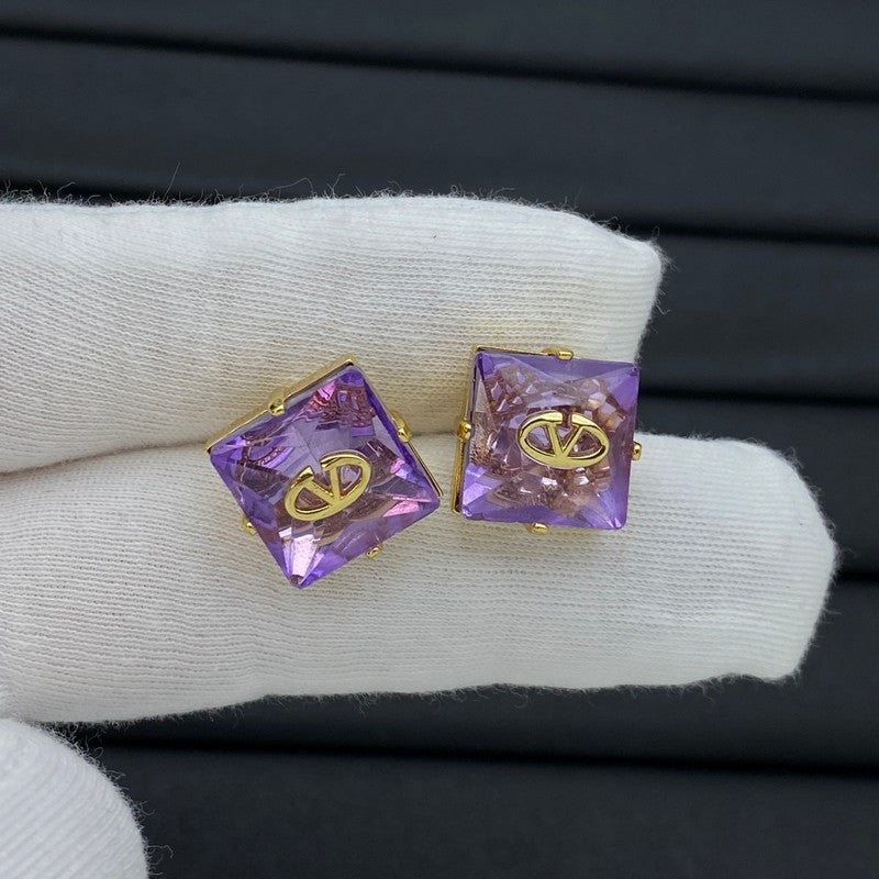 Valentino Valentino Color Crystal 18K Gold Earrings