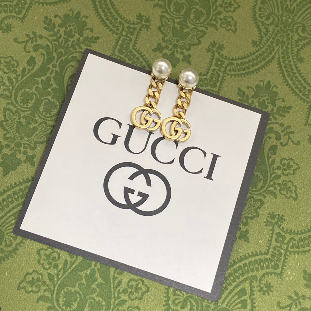 Gucci Double Chain 18K Gold Earrings