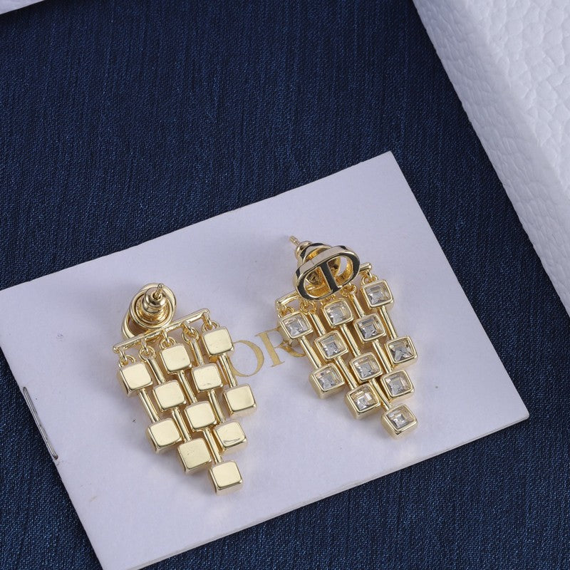 Dior Crystal 18K Gold Earrings