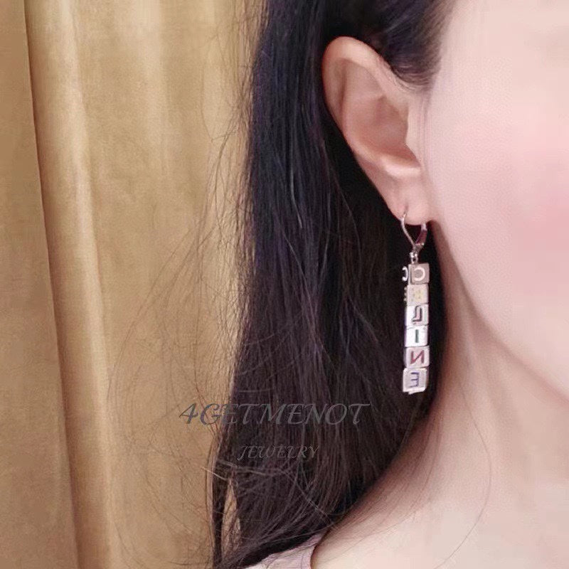 Celine Script Cube 18K Gold Earrings
