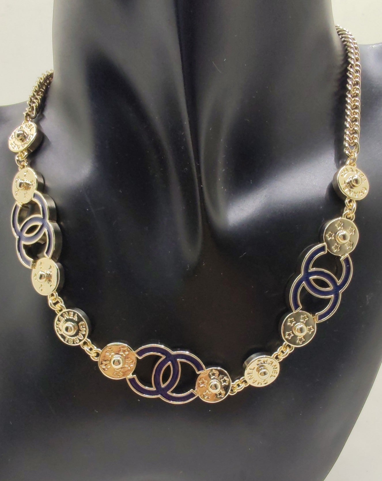 Chanel Blue Choker 18K Gold Necklace