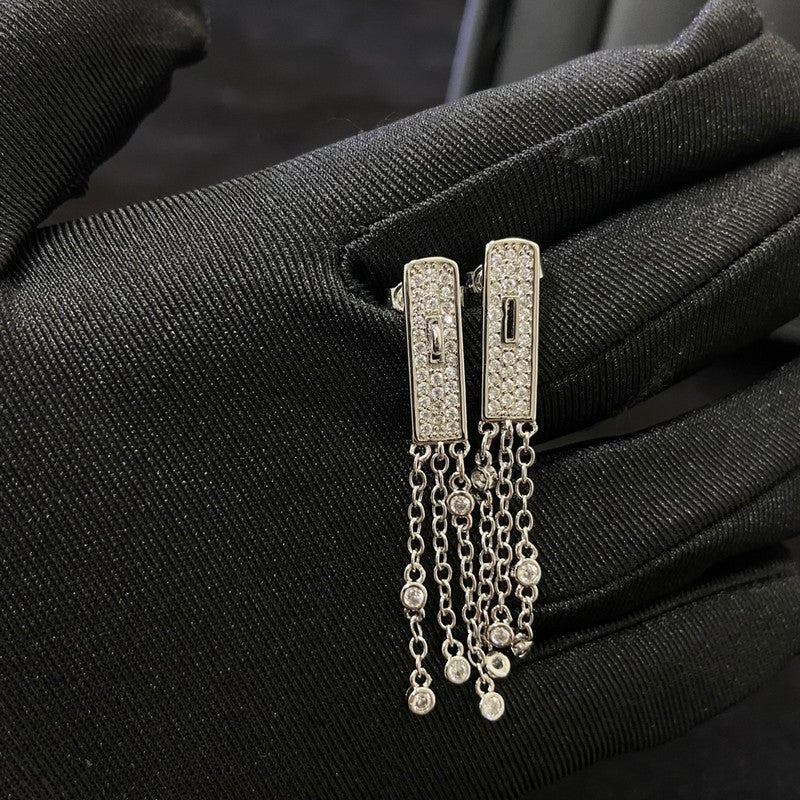 Hermes Kelly Gavroche Full Diamond 18K Gold Earrings