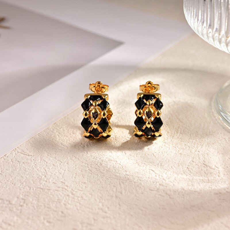 Louis Vuitton Leather 18K Gold Earrings