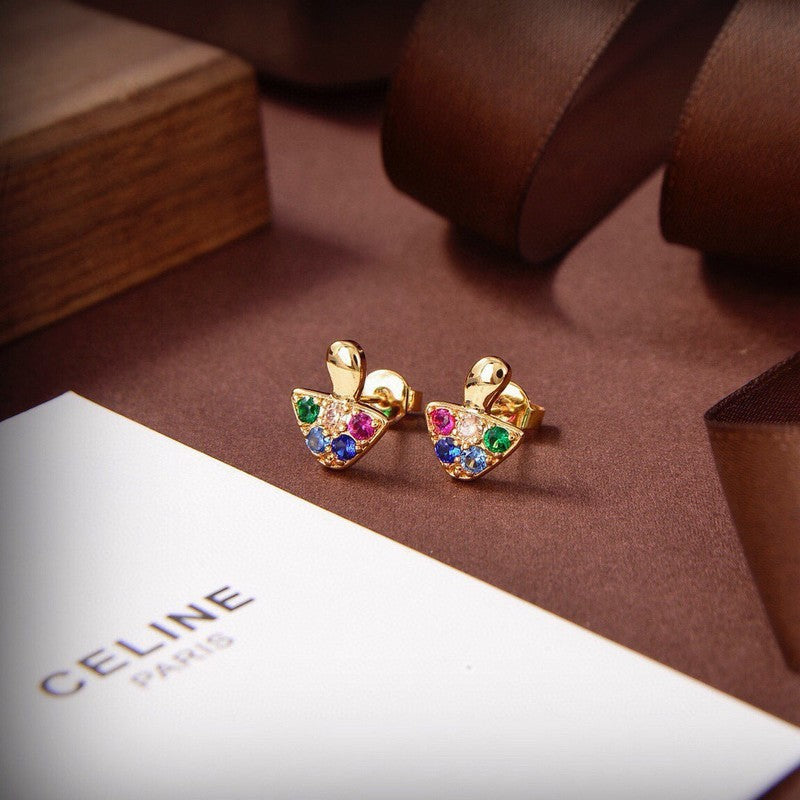Celine Colorful Mushroom 18K Gold Earrings