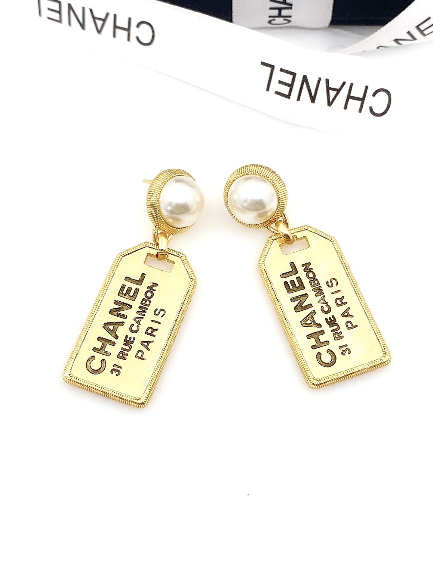 Chanel Paris Pearl 18K Gold Earrings