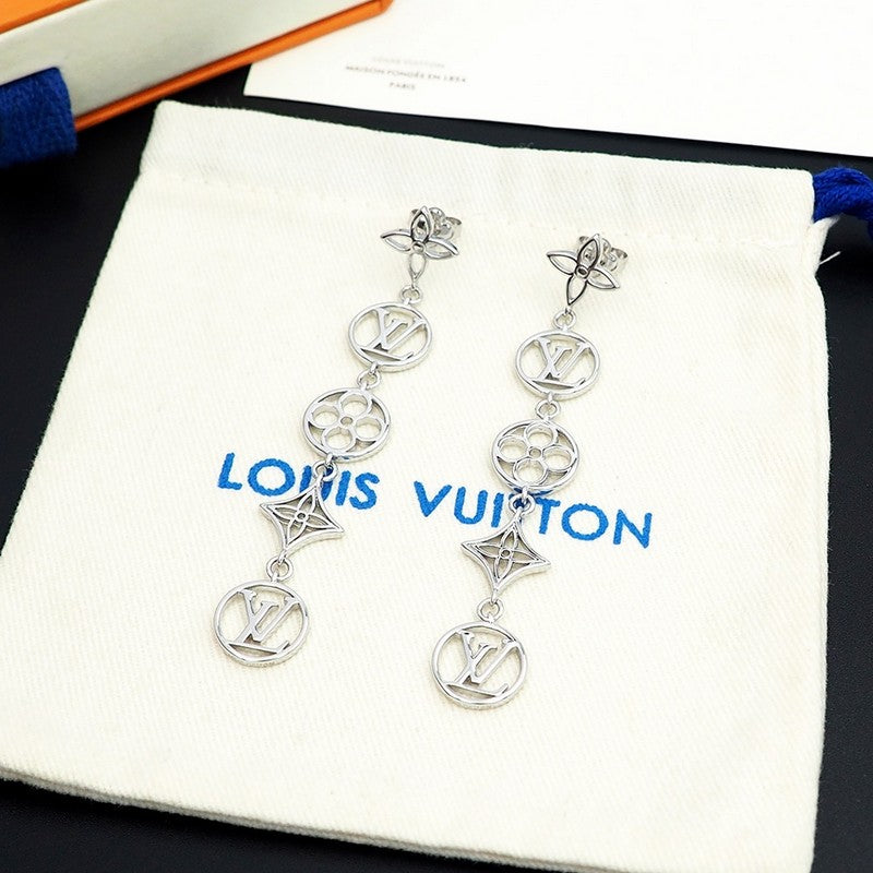 Louis Vuitton Lace Long 18K Gold Earrings