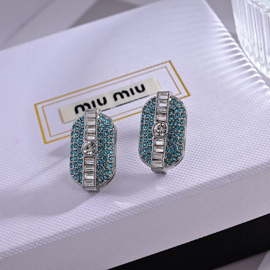 Miu Green Crystals 18K Gold Earrings
