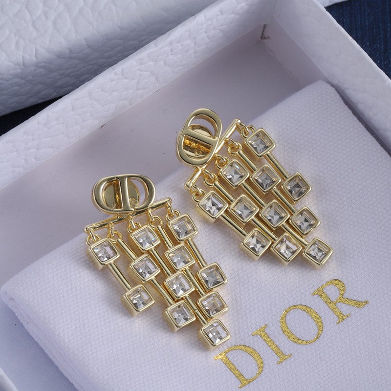Dior Crystal 18K Gold Earrings