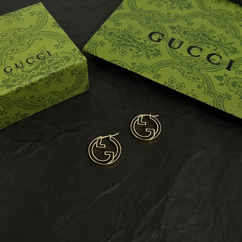 Gucci Double Color Hollow 18K Gold Earrings