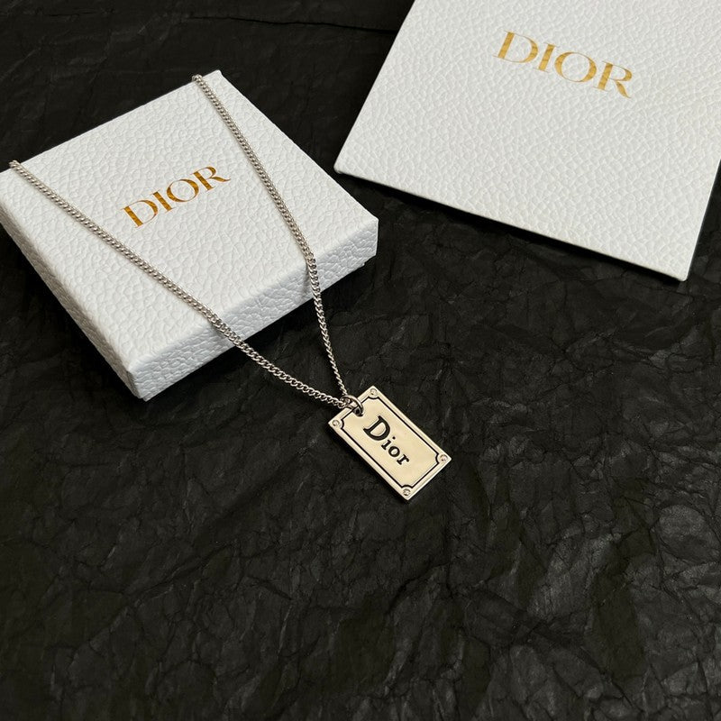 Dior Oblique Plate Pendant 18K Gold Necklace