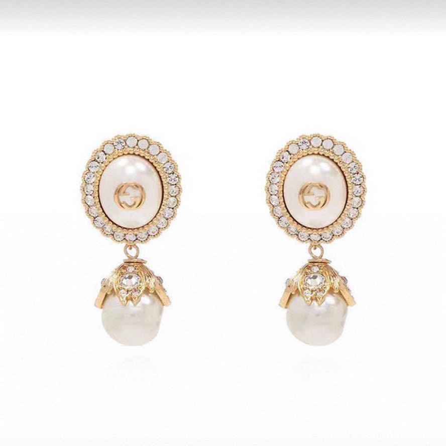 Gucci Double Pearl 18K Gold Earrings