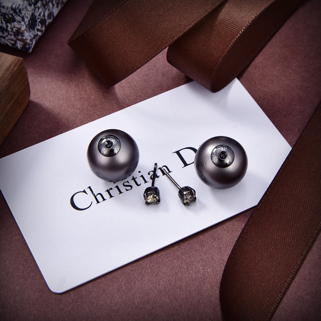 Dior Tribales Black Resin Pearls 18K Gold Earrings