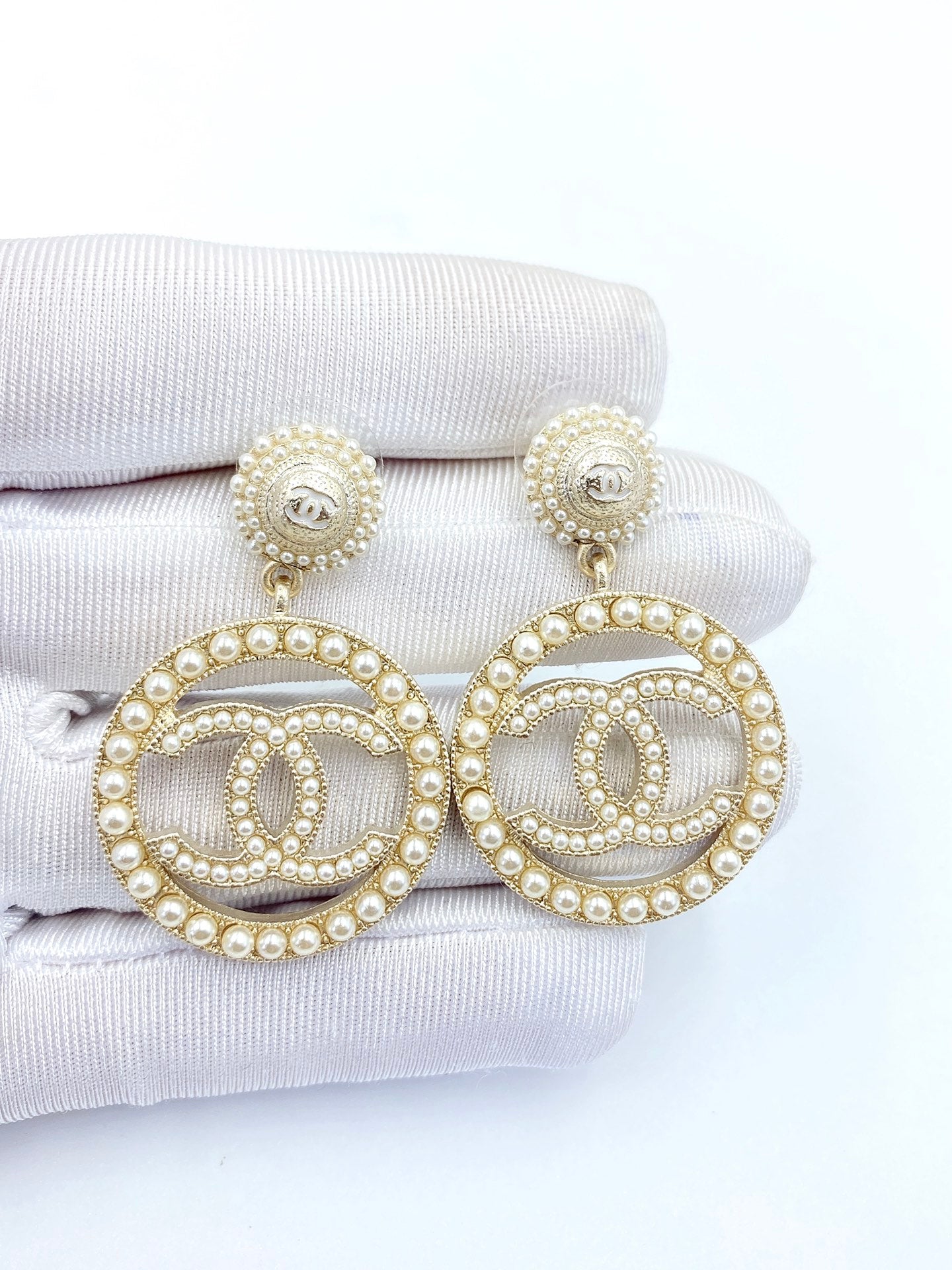 Chanel Pearl 18K Gold Earrings