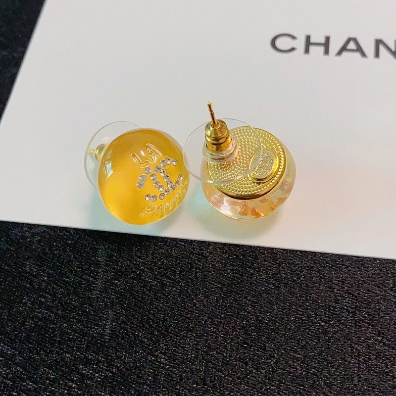 Chanel Yellow Round 18K Gold Earrings