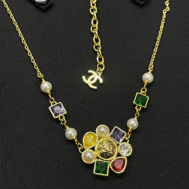 Chanel Color Crystal Gold 18K Gold Necklace