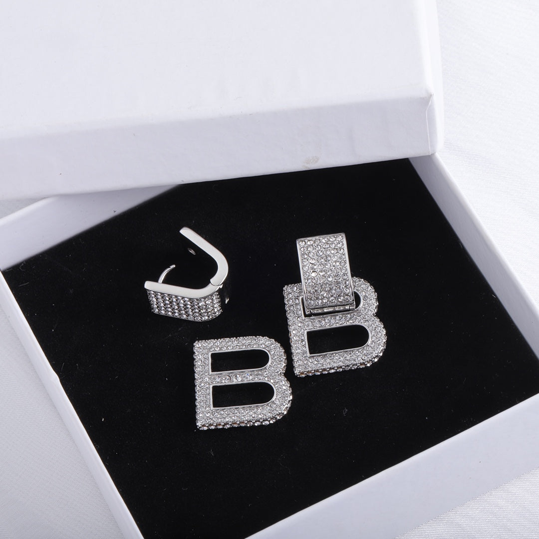 Balenciaga Hourglass Diamond 18K Gold Earrings