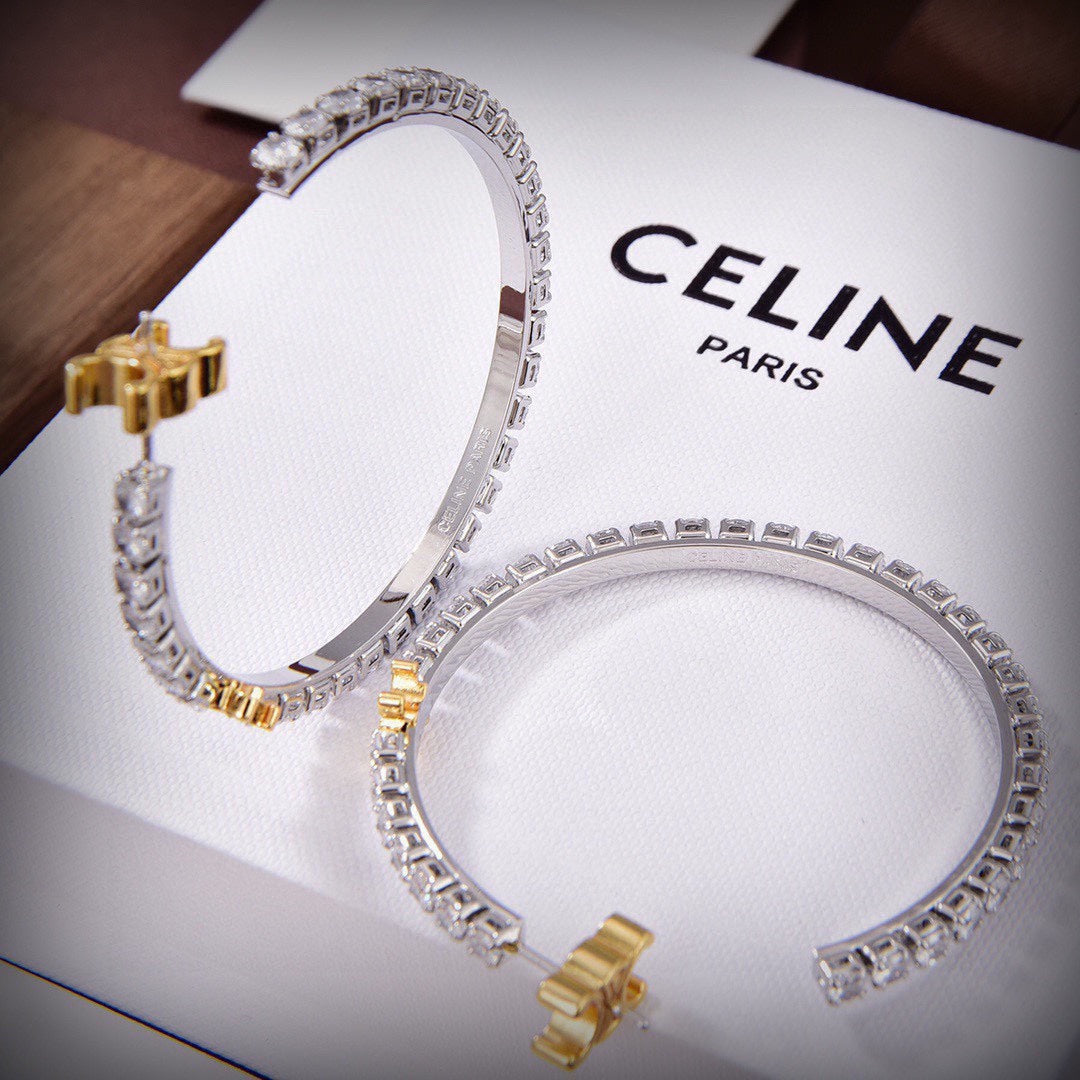Celine Diamonds Hoops 18K Gold Earrings