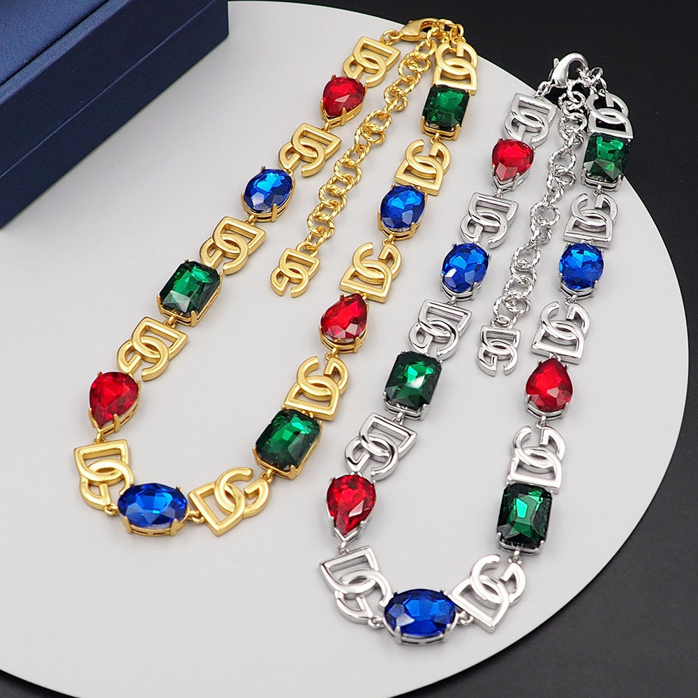 DG Crystals Choker 18K Gold Necklace