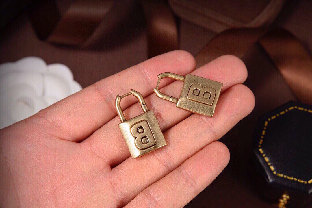 Balenciaga Gold Small Lock 18K Gold Earrings