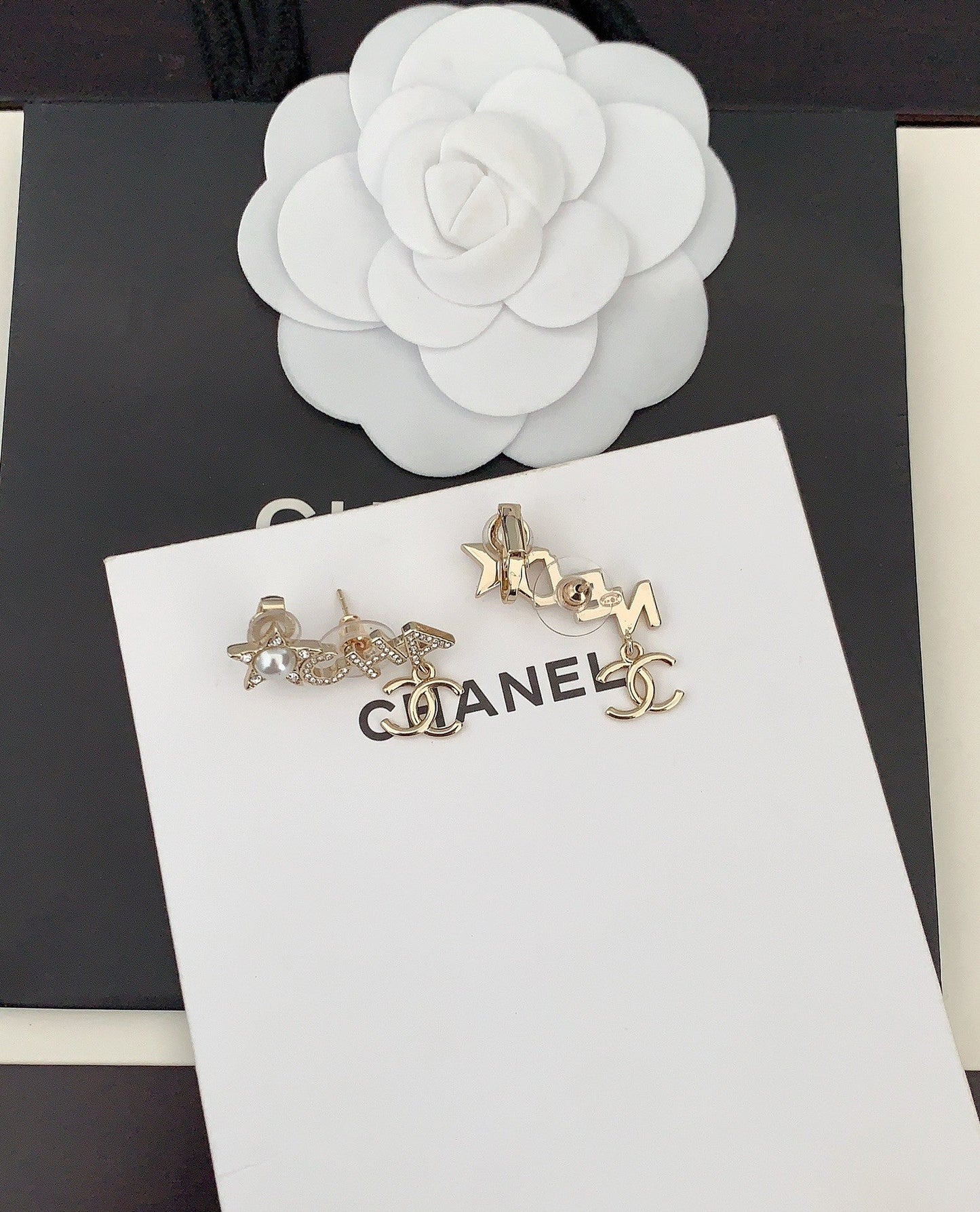 Chanel Script Diamonds 18K Gold Earrings