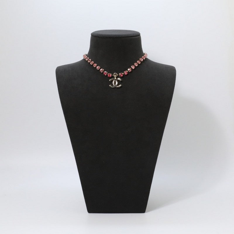 Chanel Pink Crystal 18K Gold Necklace