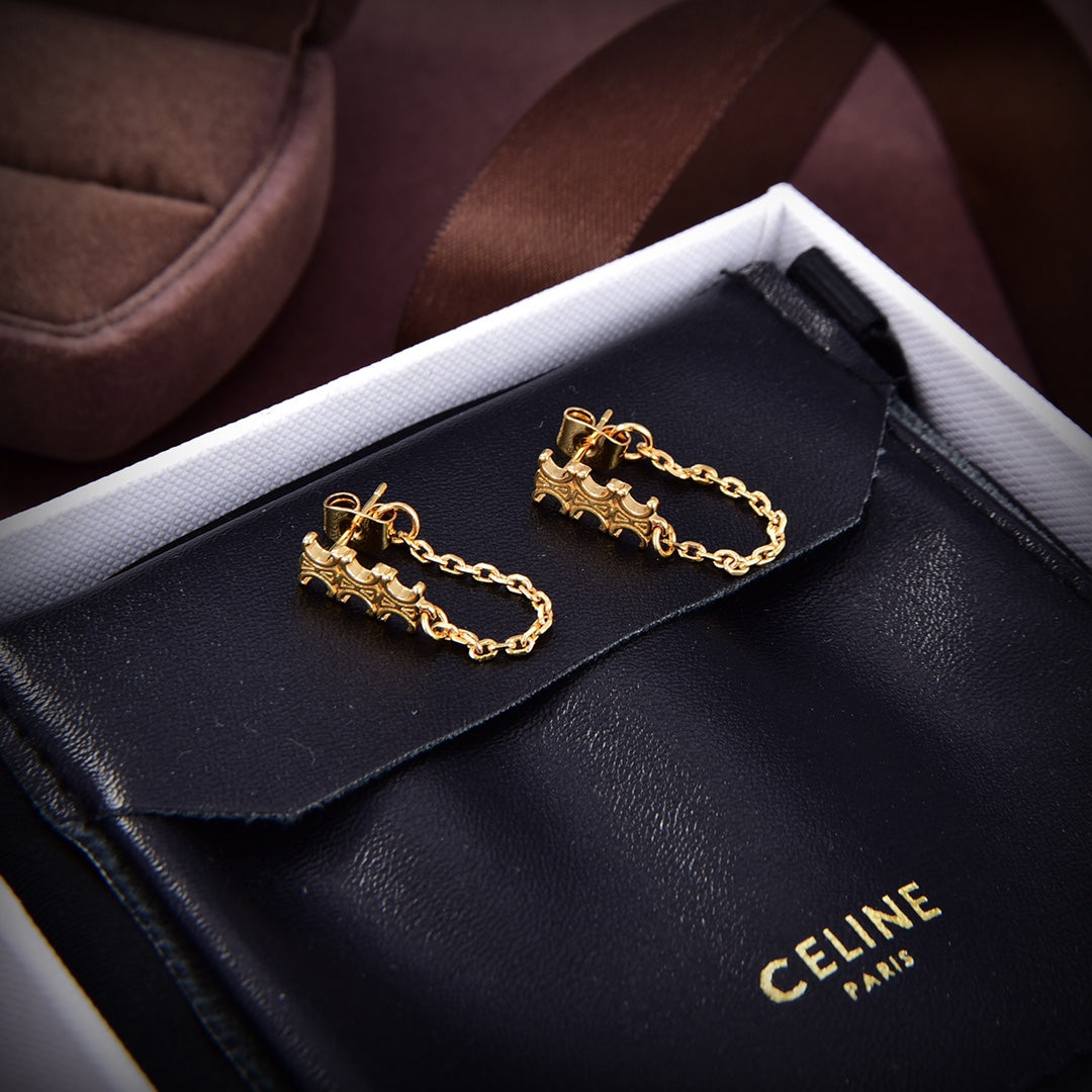 Celine Chain 18K Gold Earrings