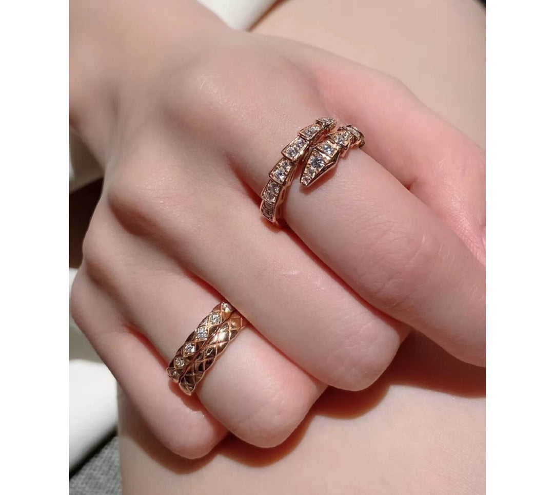 Bvlgari Serpenti Viper Pave Diamond 18K Gold Ring