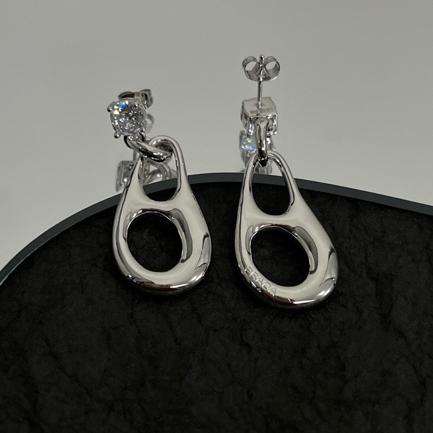 Prada Inverted Triangle 18K Gold Earrings