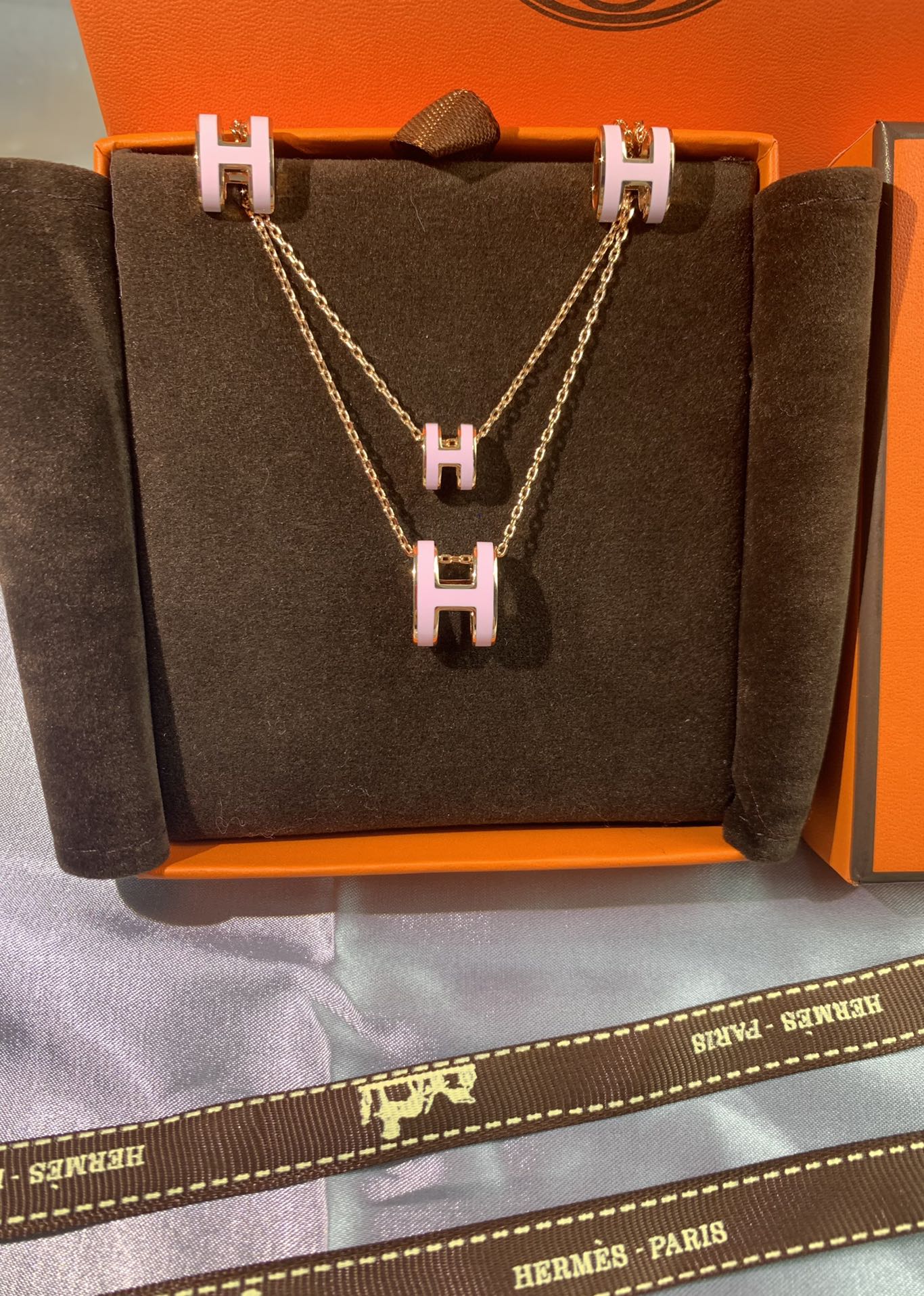 Hermes Mini Pop Pink 18K Gold Necklace