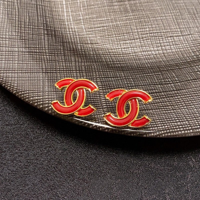 Chanel Red 18K Gold Earrings