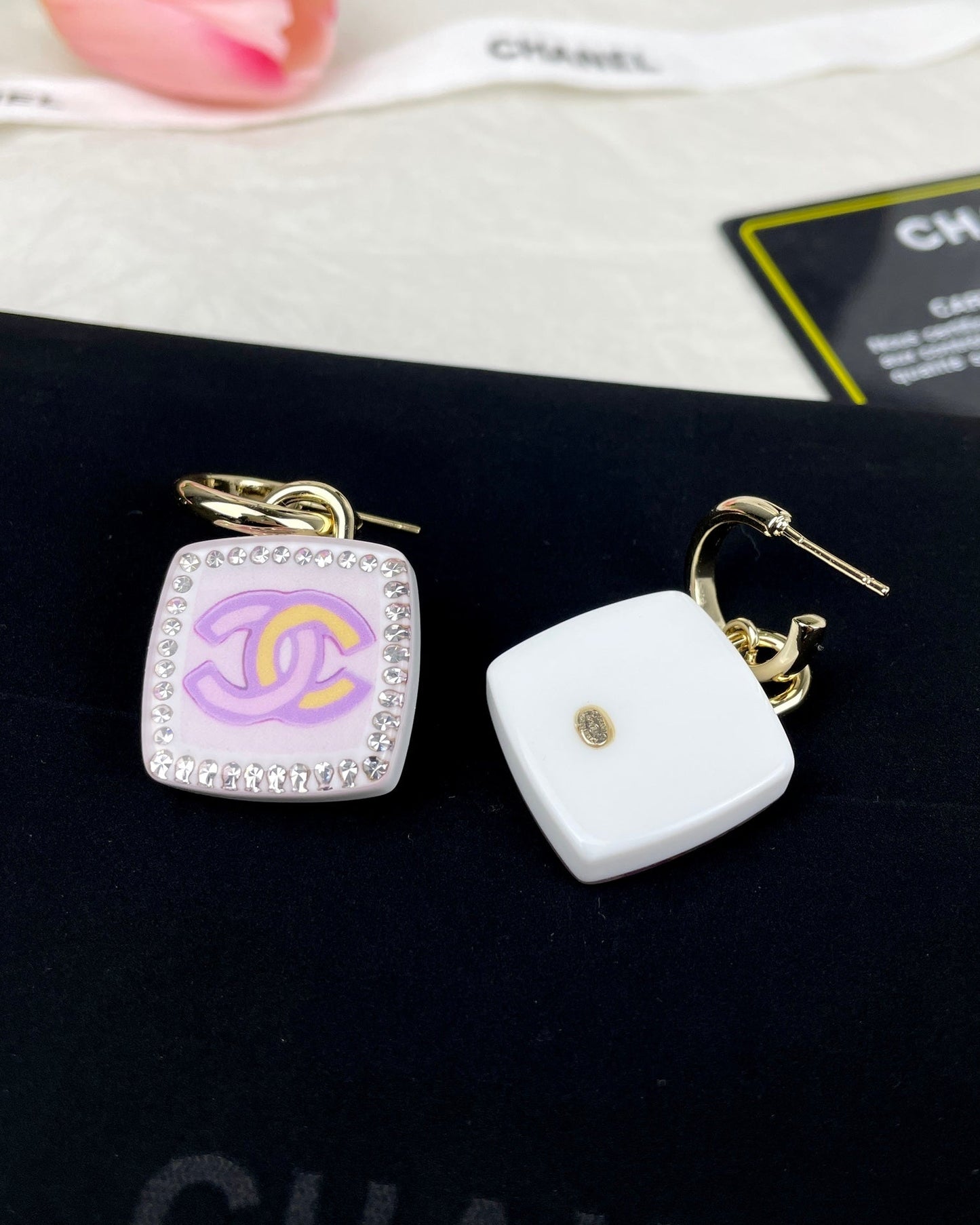 Chanel Pink Bottle 18K Gold Earrings