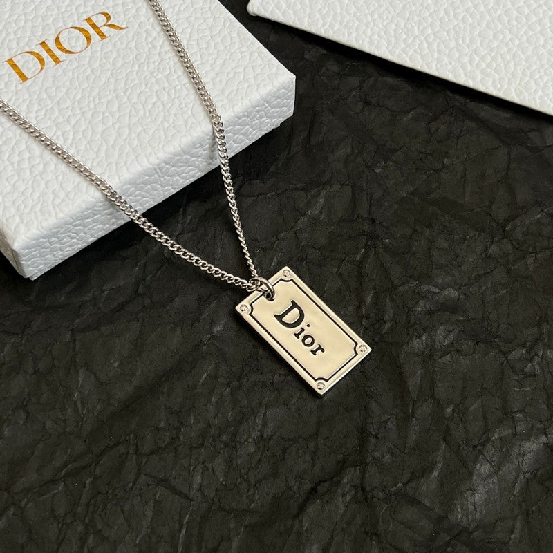 Dior Oblique Plate Pendant 18K Gold Necklace