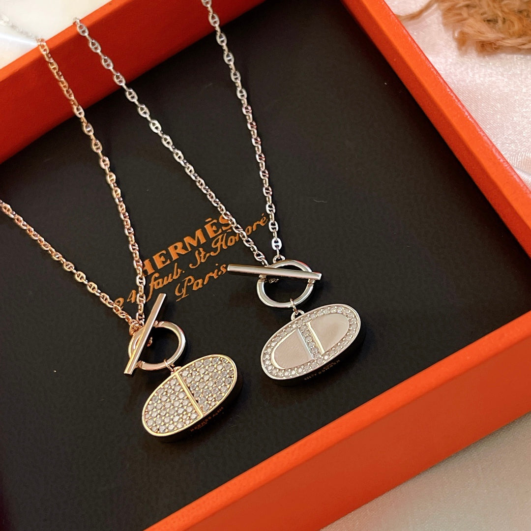 Hermes Chaine D'ancre Contour Pendant 18K Gold Necklace