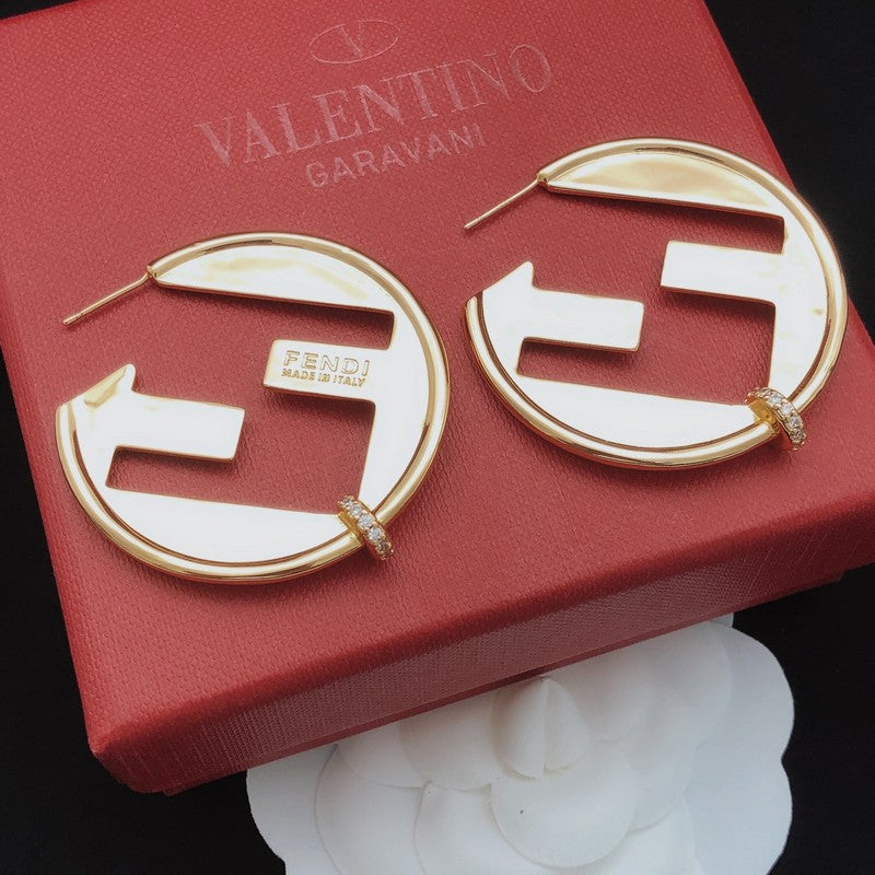 Fendi Big Round 18K Gold Earrings