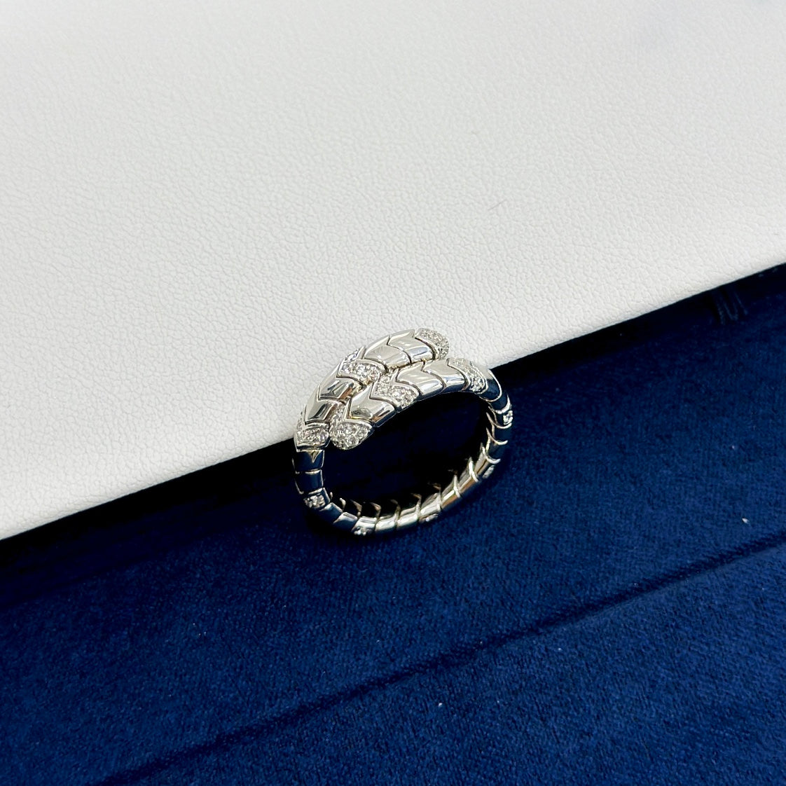 Bvlgari Serpenti Viper Pave Diamond 18K Gold Ring