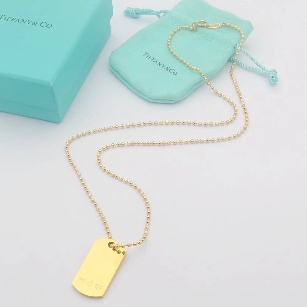 Tiffany 1837 Makers I.D. Tag Pendant 18K Gold Necklace