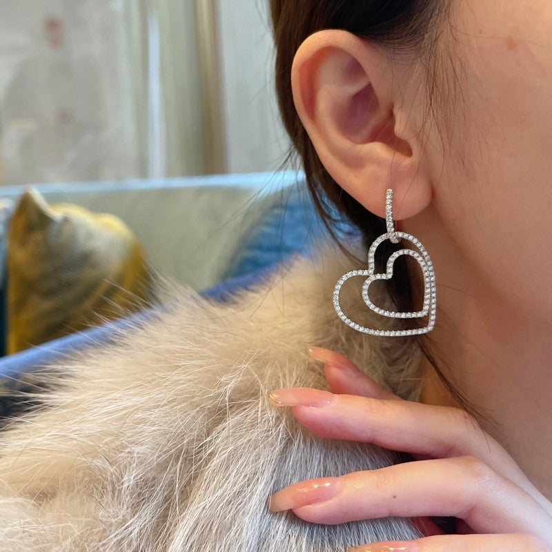 Tiffany Heart Diamond 18K Gold Earrings